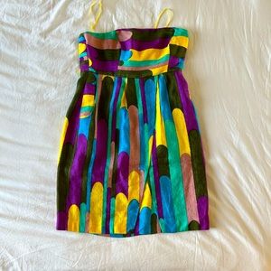 TIbi New York stripe strapless mini dress